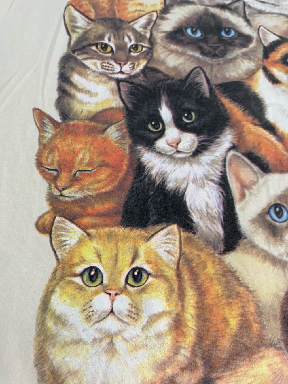 VTG 1990s USA Katz Cat Collage Graphic Dress Sleep Shirt Oversized Rare One Size - Picture 3 of 9